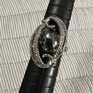 Vintage Sarah Coventry Hematite Stone Ring Adjustable